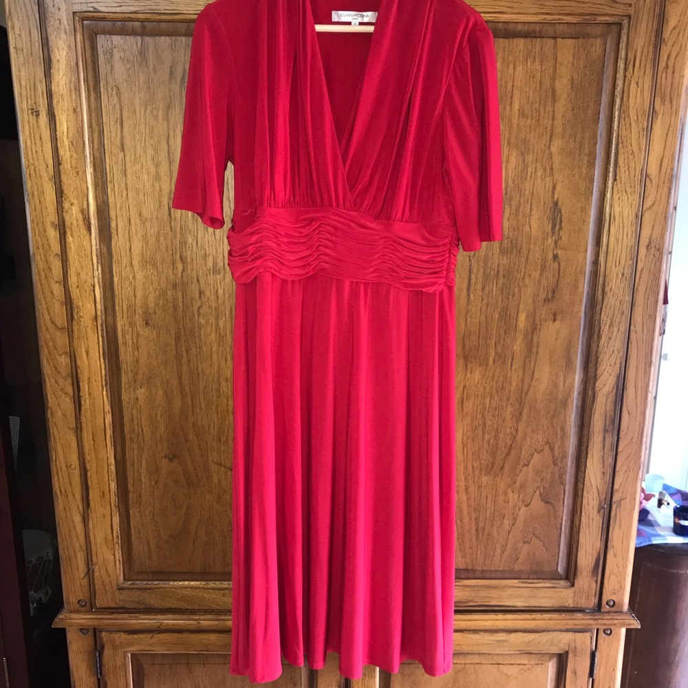 Evan Picone Red Midi Dress